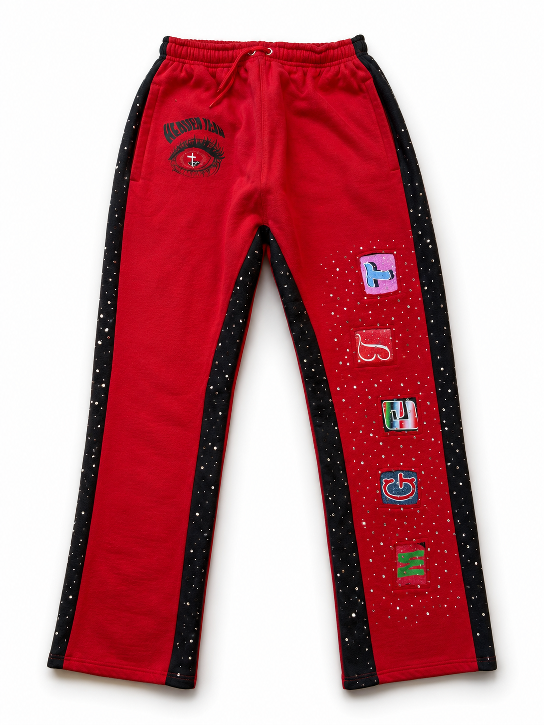 Mg@TT Rhinestone Red Sweatpants