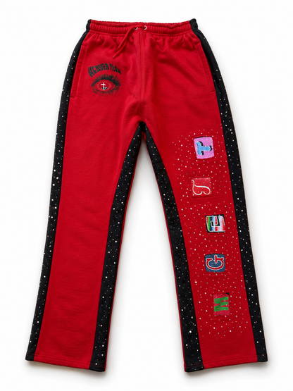 Mg@TT Rhinestone Red Sweatpants