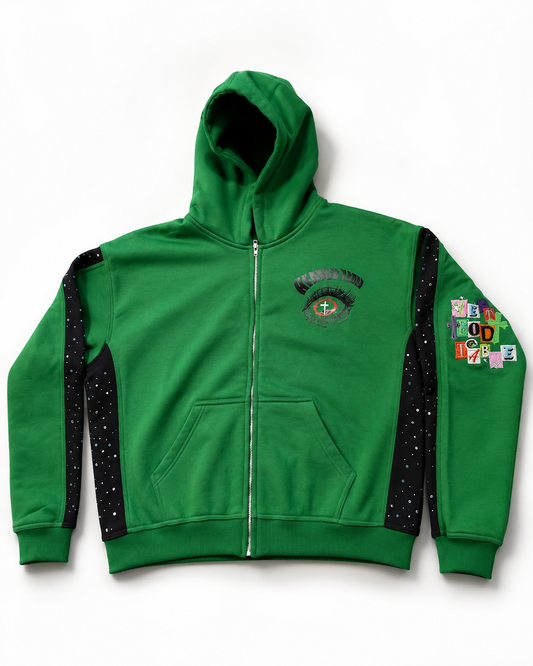 Mg@TT RHINESTONE Green Hoodie