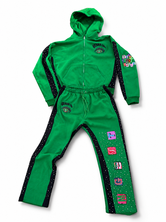 Green Rhinestone Sweatsuit