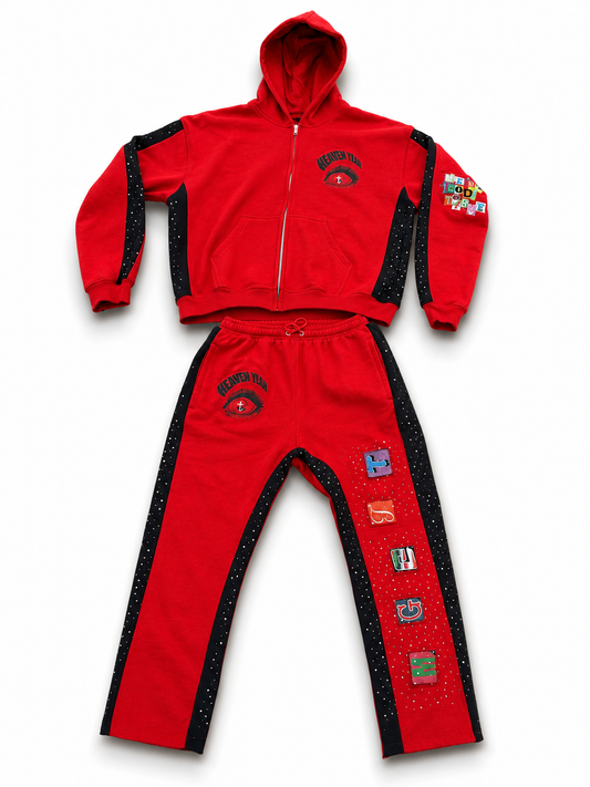Mg@TT Rhinestone Red Sweatsuit