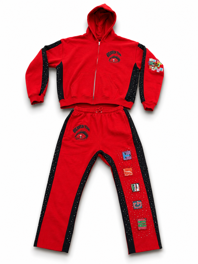Mg@TT Rhinestone Red Sweatsuit